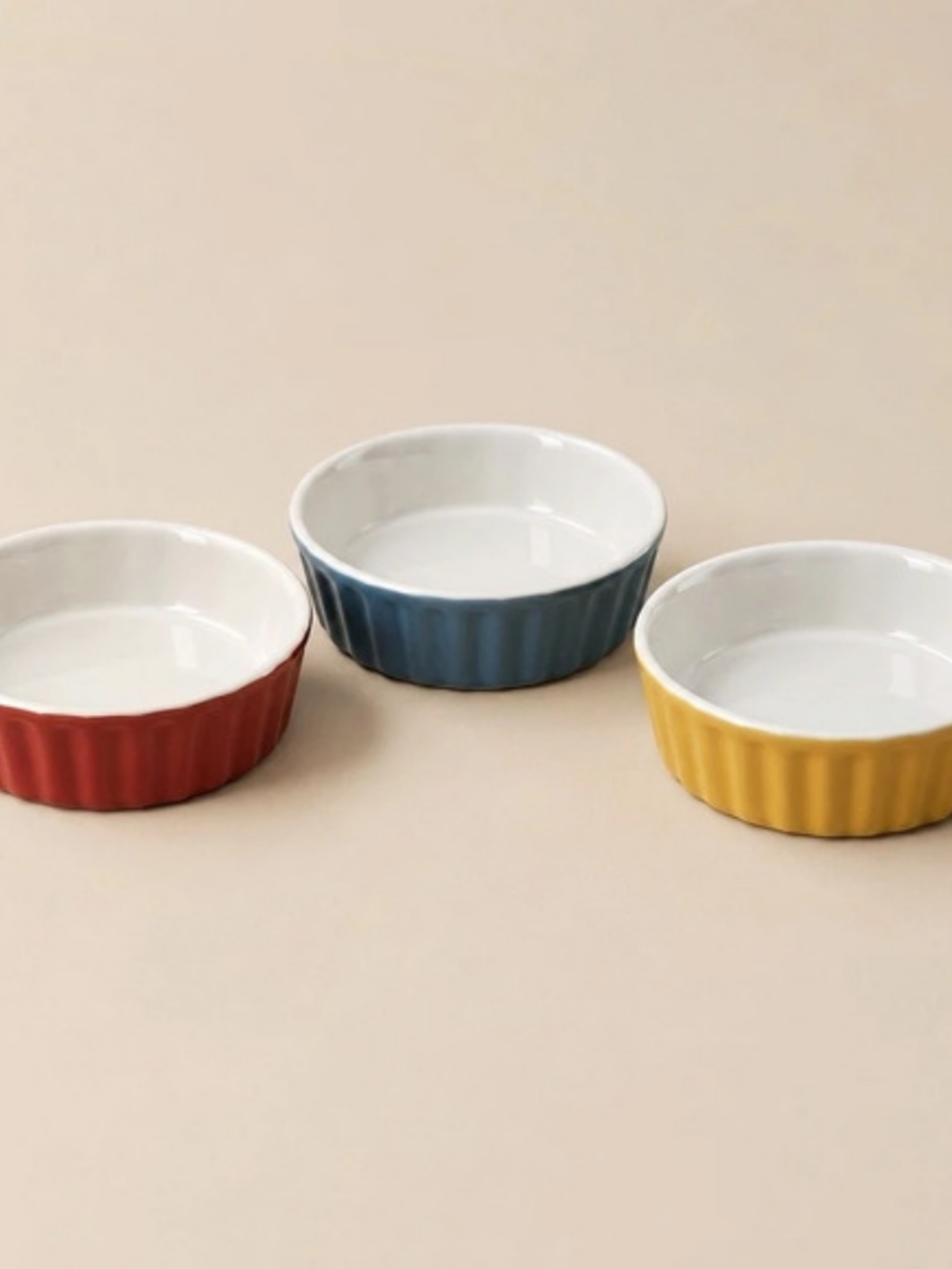 Housewares International Ceramic Baking Dish Set Red, Blue & Yellow